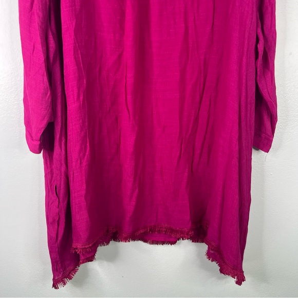 LuLaRoe Coastal Cover Up Women's 3X Pink Magenta Beach Pockets Fringe V Neck - Picture 8 of 12